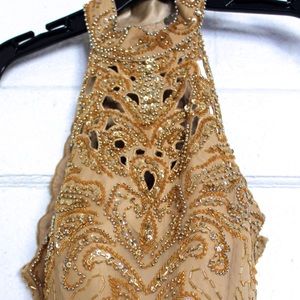 Gold Long Prom Dress Size 4